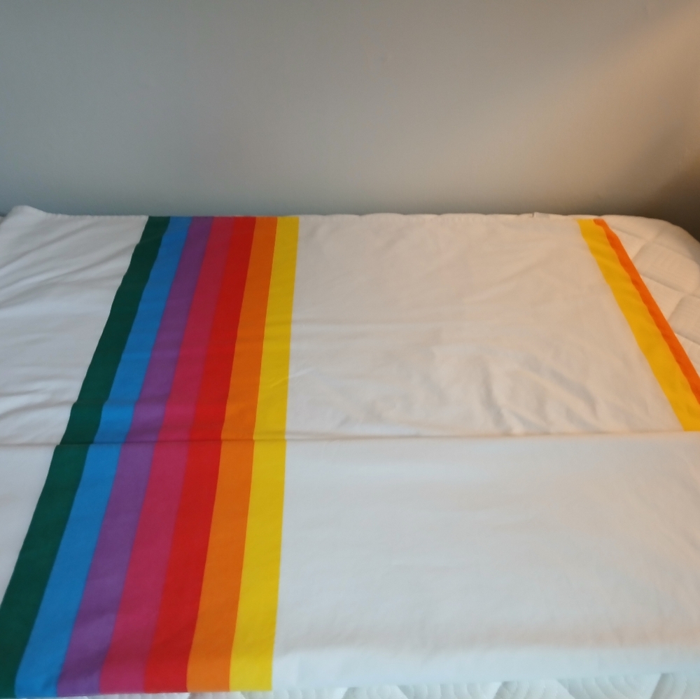 Vintage Wamsutta Rainbow Striped  Double Flat Sheet